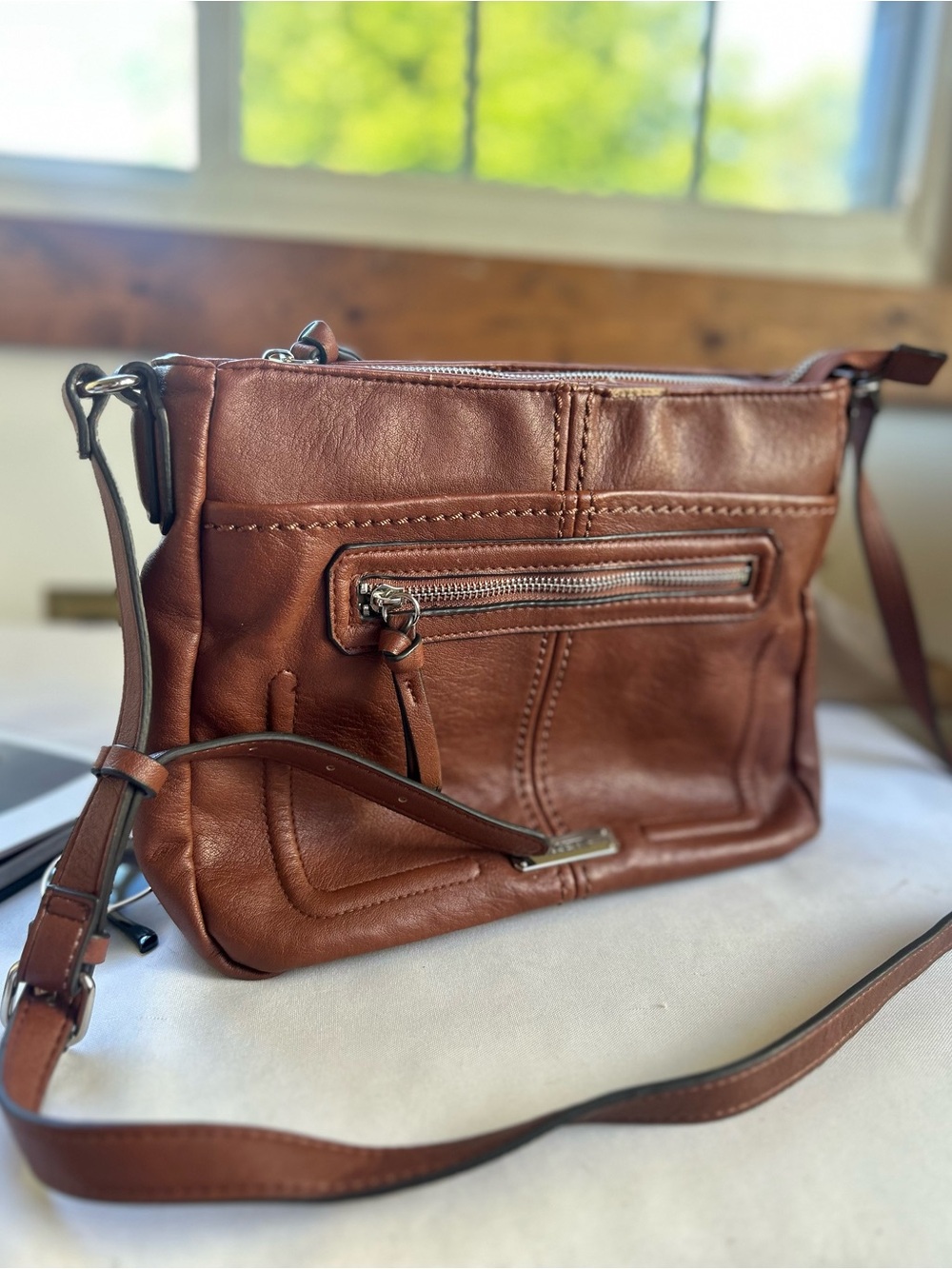 Rosetti Brown Leather Crossbody Bag